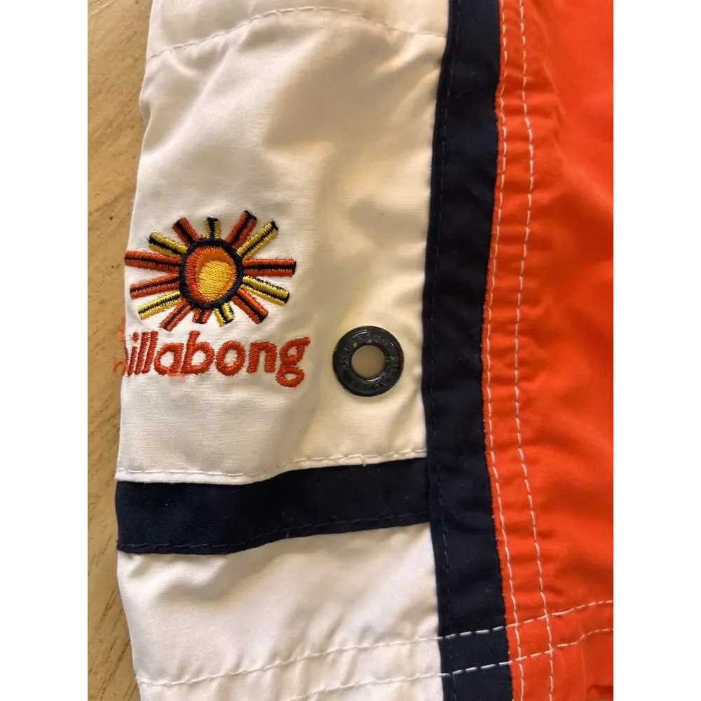VTG 90s Billabong Board Swim Shorts Mini Womens Large Hawaiian Aloha Orange Surf